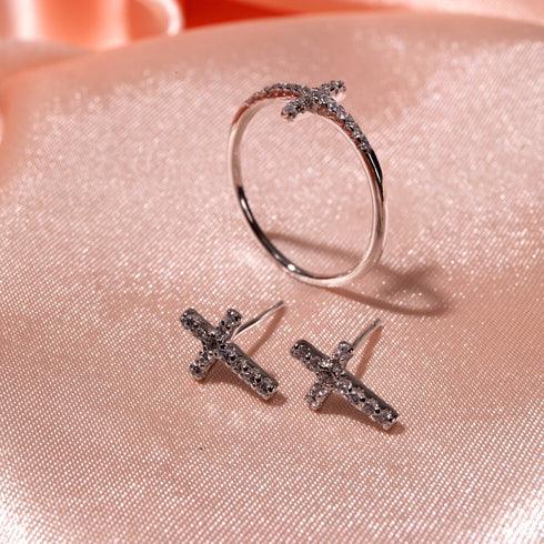 Gesegnet | 925er Sterlingsilber | CZ-Diamant-Kreuzring